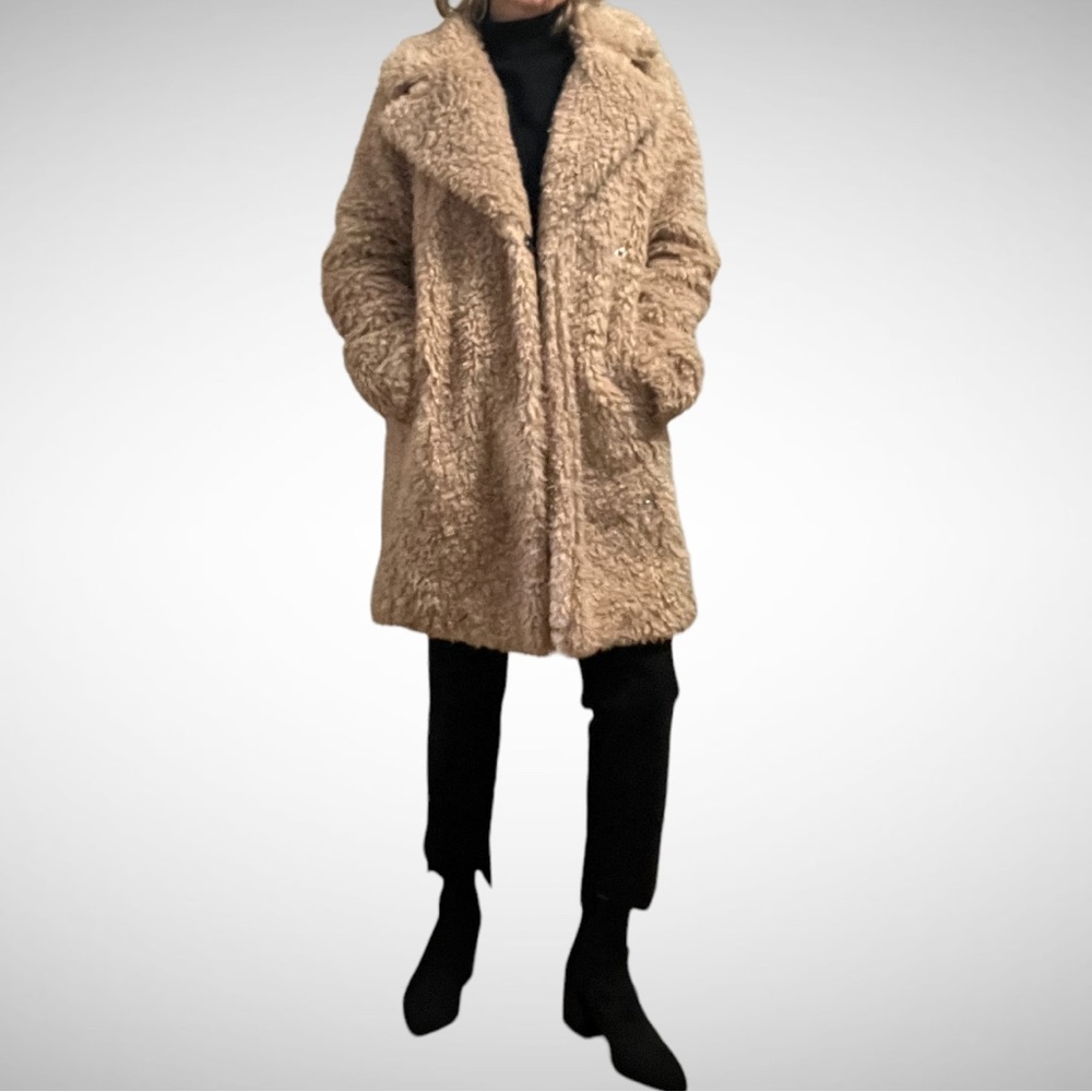 Kenzie Faux Fur Reversible Coat Nude M